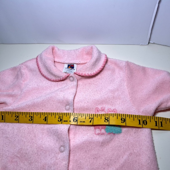 Vintage Carters Paper Tag Terry Cloth Button Up Footed Sleeper vibrant pink - Picture 6 of 8